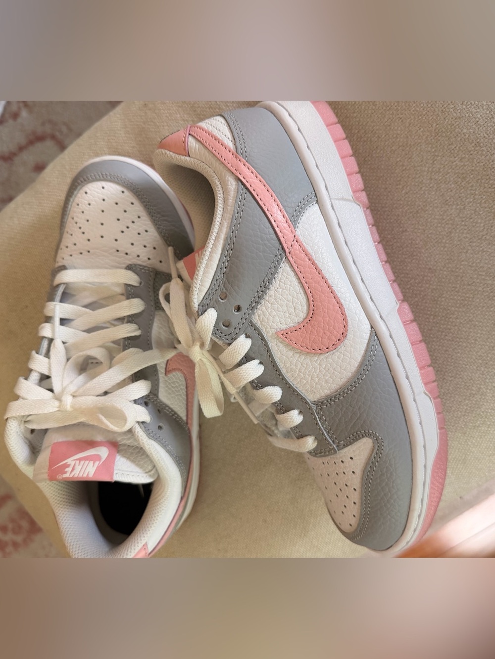 Nike Women's custom Low-Top Sneakers in Pink, Gray & White